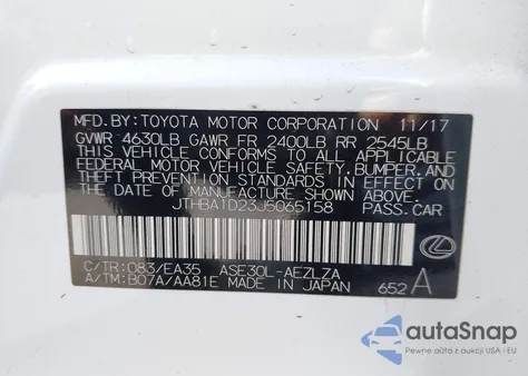 2018 Lexus Is 300 z USA, uszkodzony, nr VIN JTHBA1D23J5065158